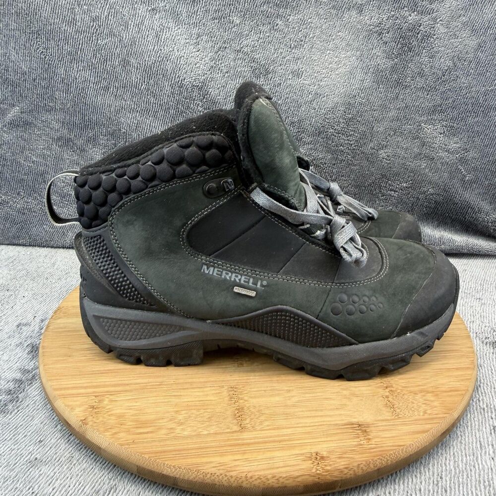 Merrell Boots Womens Size 9.5 Black Arctic Fox 6 Waterproof Ankle Snow J68018